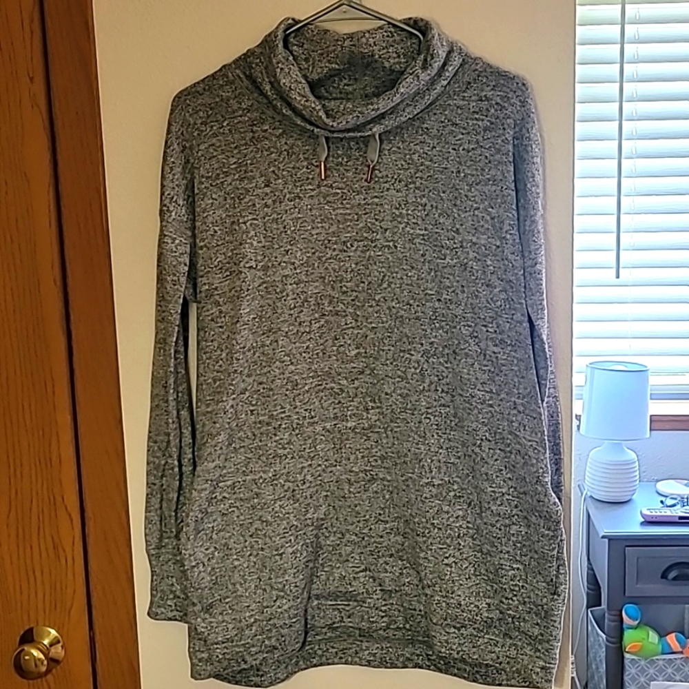 Grey cowl neck sweater-pockets